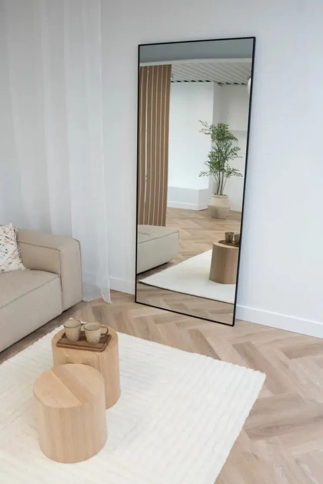 Nordic Style® Rechthoekige spiegel 210x90cm - Zwart - Scandinavische Spiegels - Vierkant - Pas spiegel - Staande spiegel - Kleedkamer spiegel - Pas