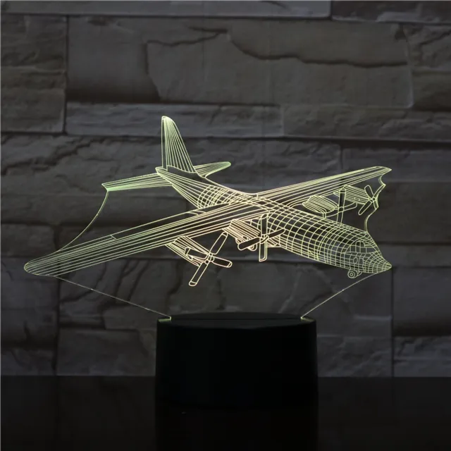 MC Living 3D Led Lamp Met Gravering - RGB 7 Kleuren - Vliegtuig