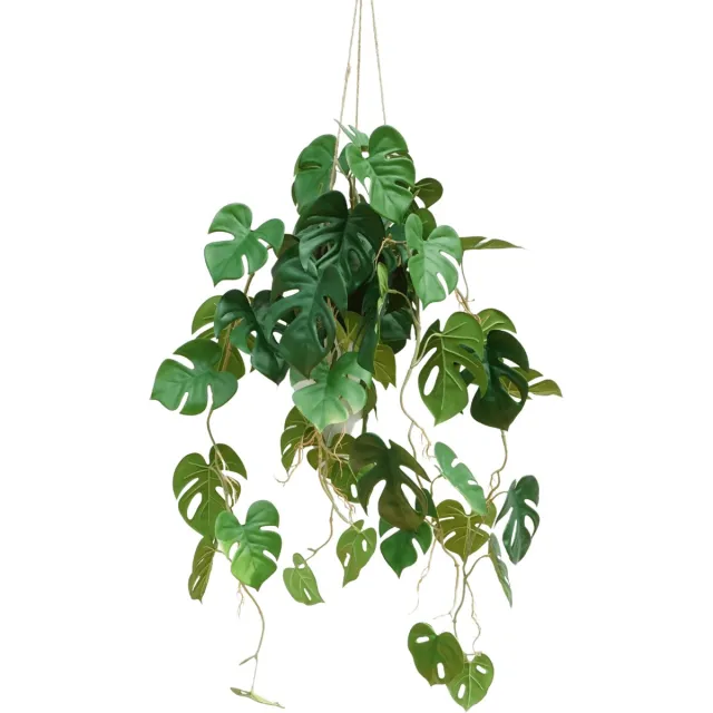 PrettyPlants Monstera Kunst Hangplant 95cm | Hangende Kunstplant | Kunstplant voor Binnen | Neppe Hangplant Groen