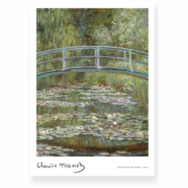 Yisual Poster 50x70 cm - The Water Lily Pond - Claude Monet - Brug - Waterlelies - Groen - Wit - Impressionistisch - Kunst - Muurdecoratie - Wanddecoratie