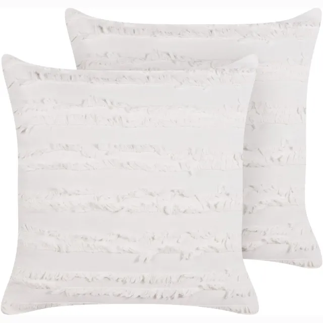 Beliani MAKNEH - Sierkussen set van 2 - Wit - 45 x 45 cm - Katoen