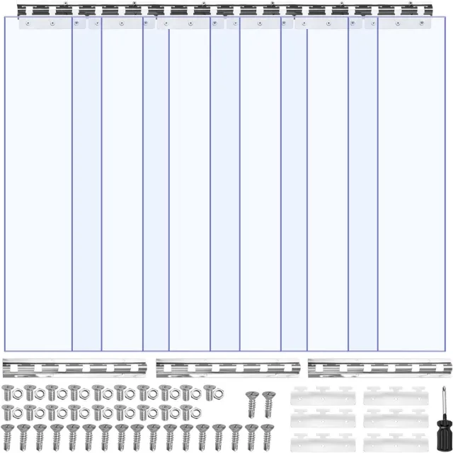 Vevor Pvc-Strokengordijn, 965x2134 Mm, Dikte 2 Mm, 6-Pack Lamellengordijn-55,6-30℃ Gordijnstrip, Kunststof Deurstrip voor Magazijn, Vries- en Garagedeuren, Transparant transparante
