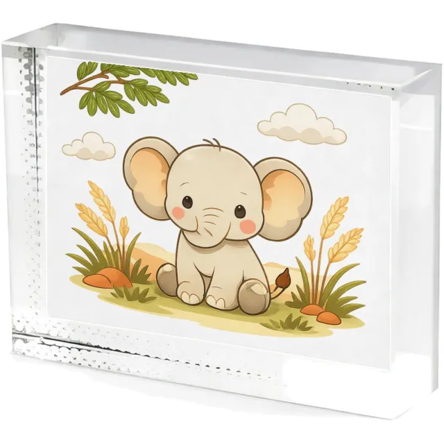 Mr Cadeautjes Fotokristal Vriendelijke savanne-wereld met één centraal dier en botanis - glas, 8 x 6 cm - kristallen | cadeau Wit