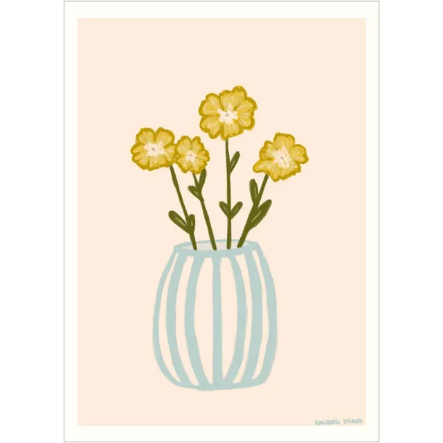 Poster & Frame Poster - Engberg Studio - Yellow Flowers in a Blue Vase (30 x 40 cm cm)