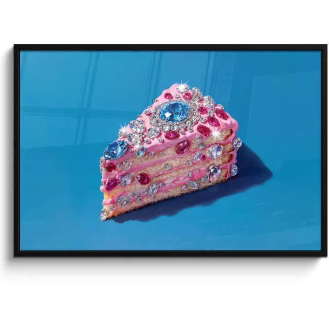 FrameYourWall Poster in lijst - Fotolijst 120x80 cm - Posters - Taart - Edelstenen - Glitters - Roze - Posterlijst zwart - Decoratie - Wanddecoratie woonkamer - Muurdecoratie slaapkamer
