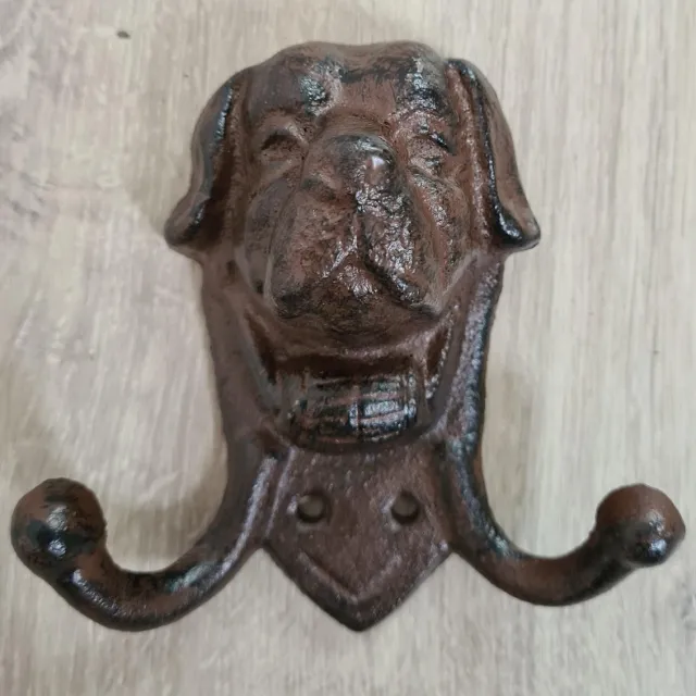Robanjer Gietijzerhaakje sint-bernard - kapstok hond - 2 haak bruin