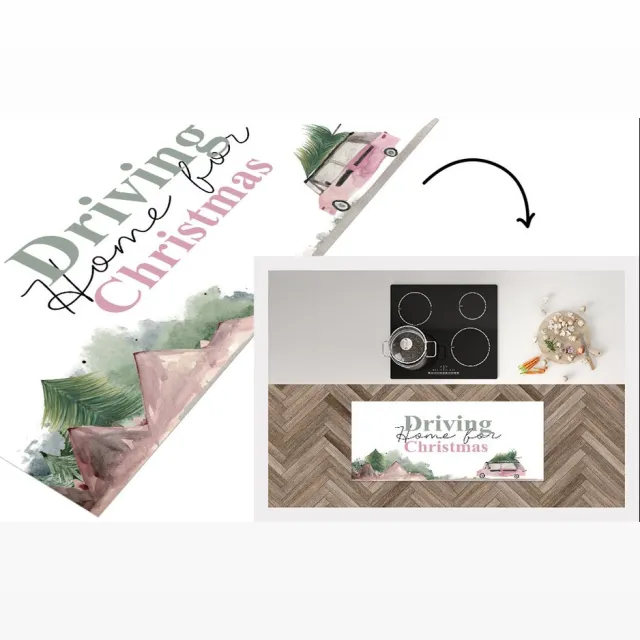 KitchenYeah Keukenloper - Loper keuken - Kerst - Quotes -Auto - Driving home for Christmas - Spreuken - Keukenloper vinyl Multicolor