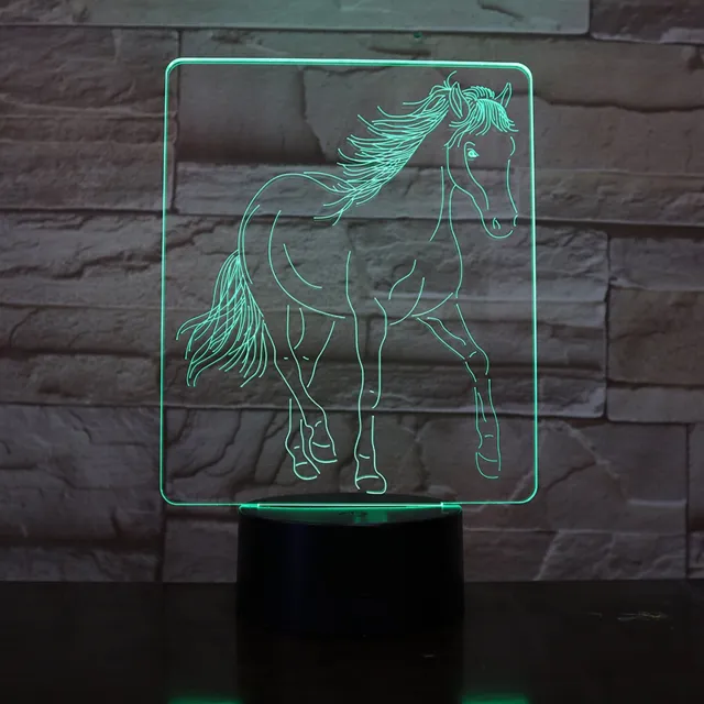 MC Living 3D Led Lamp Met Gravering - RGB 7 Kleuren - Paard