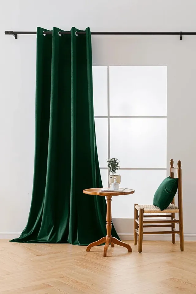 Thuys Gordijnen 250x140 cm - gordijnen voor ramen en balkondeur - gordijn voor huis met oogjes - ondoorzichtig gordijn - gordijnroede gordijnen - groen