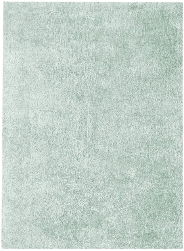 Padiro pluizig hoogpolig vloerkleed 80 x 150 cm - turquoise - effen ontwerp in Scandinavische stijl - voor vloerverwarming - van polyester en katoen blauw