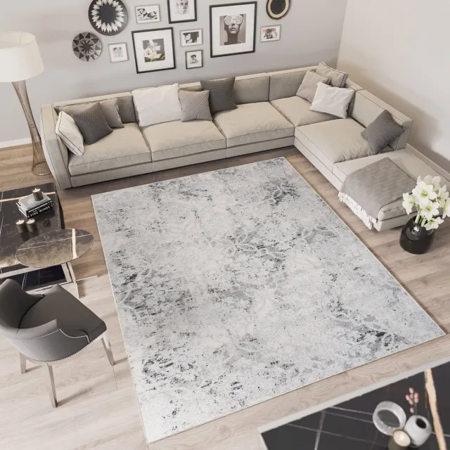 Tapiso Troya Vloerkleed Woonkamer Slaapkamer Beige Bloemen Design Eyecatcher Interieur Stijlvol Woonsfeer Modern Trendy Duurzaam Hoogwaardig Tapijt Lichtgrijs6