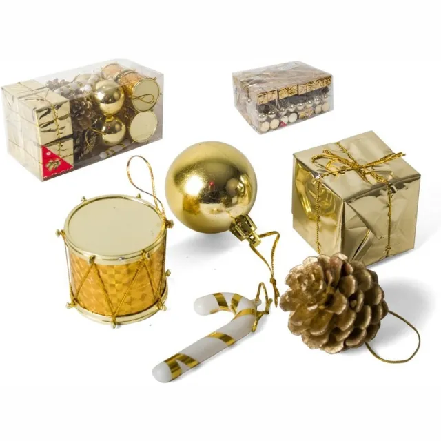 Gerimport Kleine kersthangers - 20x st - goud - 5 cm - kunststof - kerstornamenten Goudkleurig