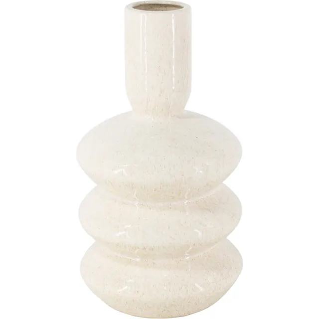 homebound by ky Aardewerk vaas disk beige | 17,5x17,5x31cm | bloemenvaas aardewerk Wit