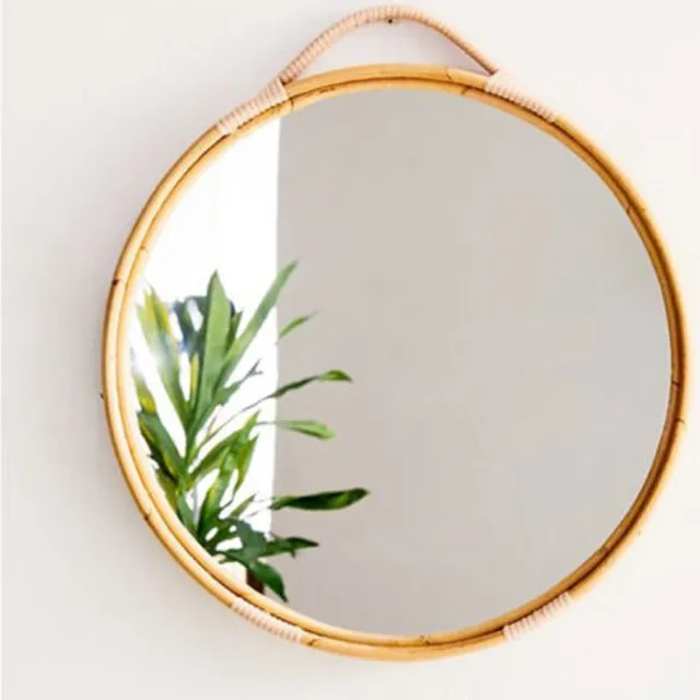 Groenovatie Bamboe Spiegel - Rotan - Naturel - Handgemaakt - ⌀60 cm