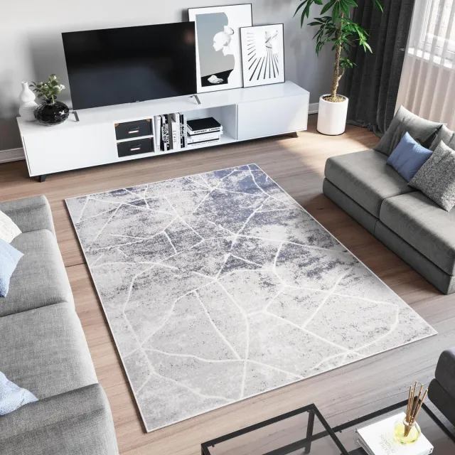Tapiso Sky Vloerkleed Grijs Blauw Woonkamer Modern Tapijt