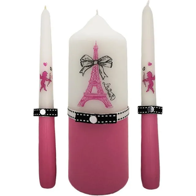 Van Licht Liefdes Cadeau Love Cadeau Kaarsen Liefde Paris Rosé set van 3 stuks Wit/Roos