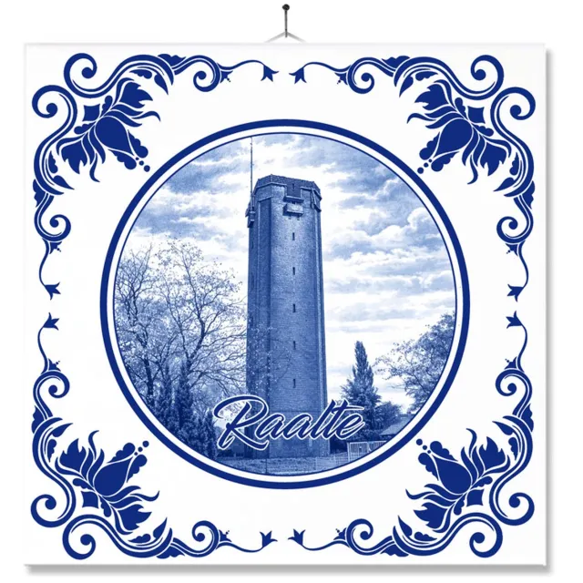 MC Living Tegel Met Opdruk | Raalte | Delft Blauw | Cadeau | Inclusief Geschenkdoos | Standaard | Ophangsysteem Ontwerp 6