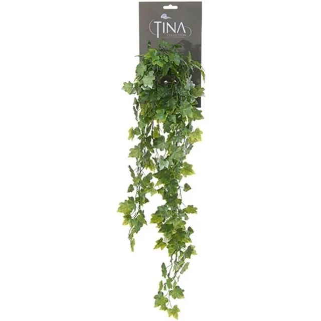 Louis Maes kunstplant met blaadjes hangplant Klimop/hedera - groen/wit - 70 cm - Klimplanten Multi