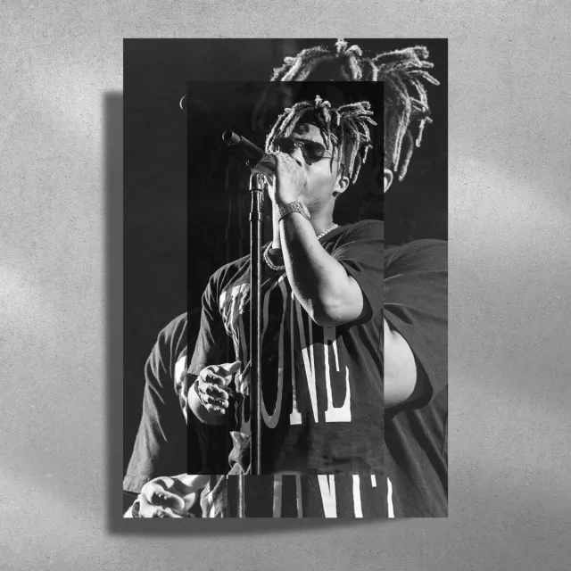 Luxe poster Juice Wrld - Metalen Poster 40x60cm - Performing zwart