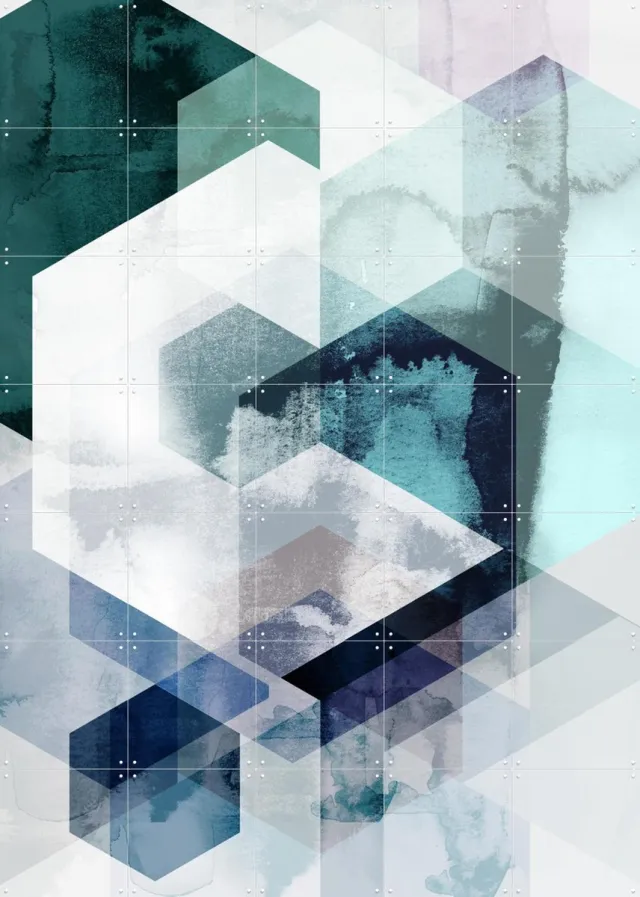 IXXI Graphic 165, Mareike Böhmer - 100 x 140 cm - Grote wanddecoratie en posters - Abstract, Geometrische Kunst, Aquarel, Grafisch Ontwerp, Woonkamer Koele tinten / Blauw