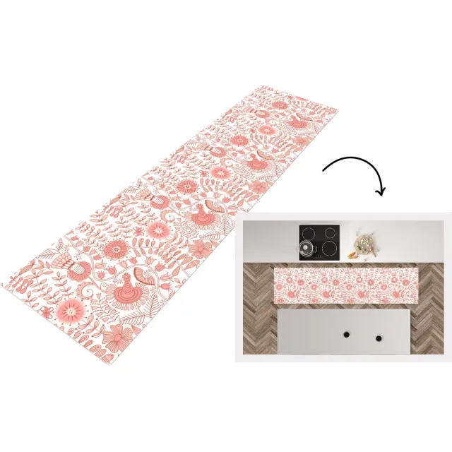 KitchenYeah Keukenloper - Loper keuken - Bloemen - Patronen - Pastel - Keukenloper vinyl multicolor