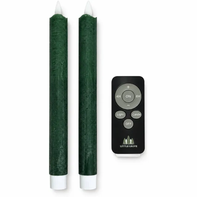 Little Grove set van 2 LED-dinerkaarsen van echte wax - 22,5 cm - Forest