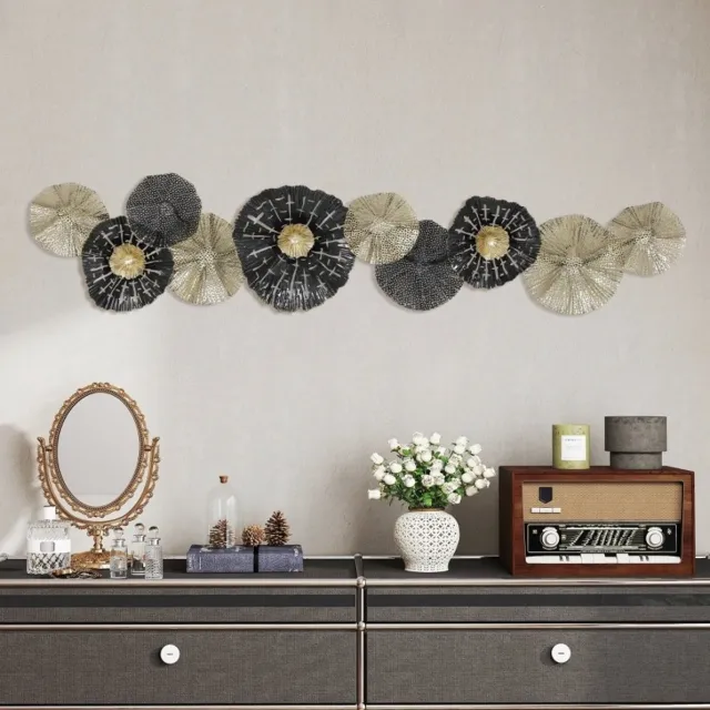 MODENUIT Wanddecoratie – 134 x 7 x 29 cm – Metalen Lijst – Zwart en Goud – Moderne Woonruimtes – Voor Binnen