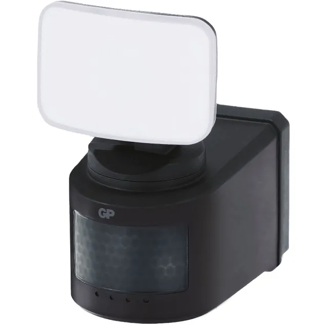 GP Safeguard Schijnwerper met bewegingssensor - Buitenlamp op batterijen - LED wandlamp 180 lumen, 4500k - IP55 water en stof bestendig zwart