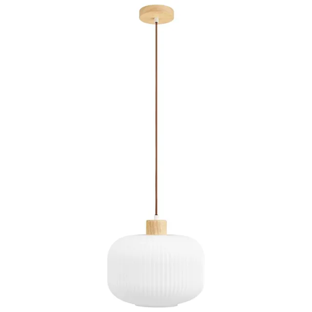 Nest of Nora Hanglamp Brynn - Glas en hout Ø30 cm - Wit