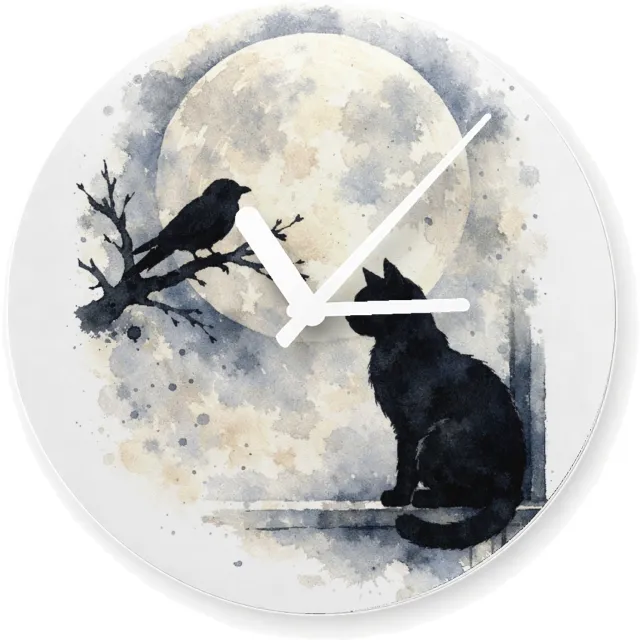 Mr Cadeautjes Glazen klok Ø 20 - design Een donker, elegant natuurbeeld met een andere hoofdvorm en | cadeau Wit