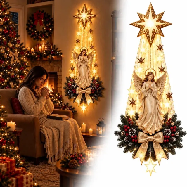 FLITI Kerst engel en ster hangdecoratie - acryl plat - om op te hangen - voor kerstdecoratie thuis - feestelijke hanger - voor feestliefhebbers - meerkleurig - plat - 1 stuk Wit