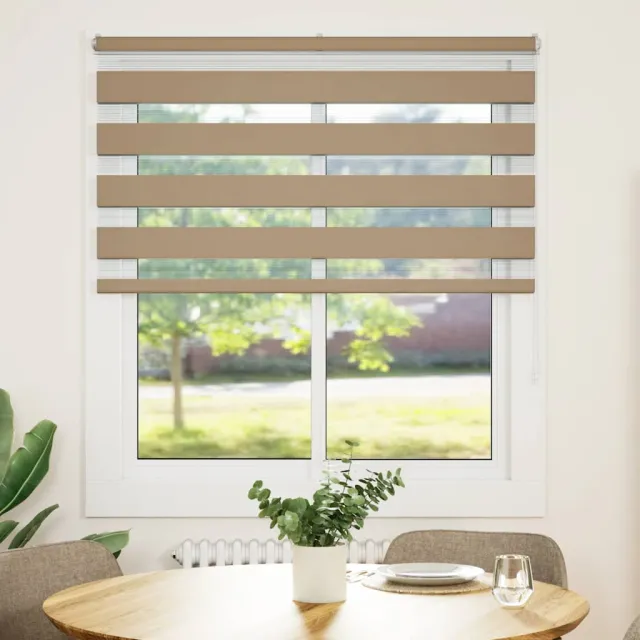 vidaXL Zebra Blind 125x100 cm stofbreedte 120,9 cm polyester zandbruin