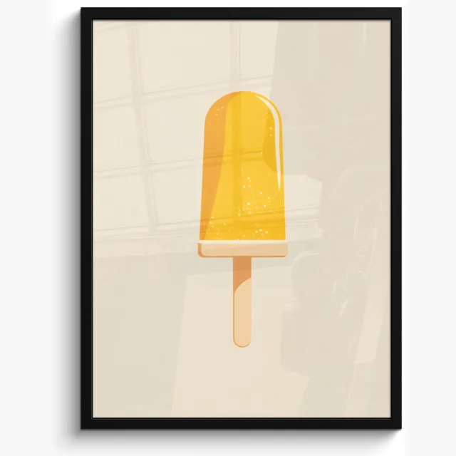 FrameYourWall Poster in lijst - Fotolijst 50x70 cm - Posters - Oranje - Stokje - Waterijsje - Posterlijst zwart - Decoratie - Wanddecoratie woonkamer - Muurdecoratie slaapkamer