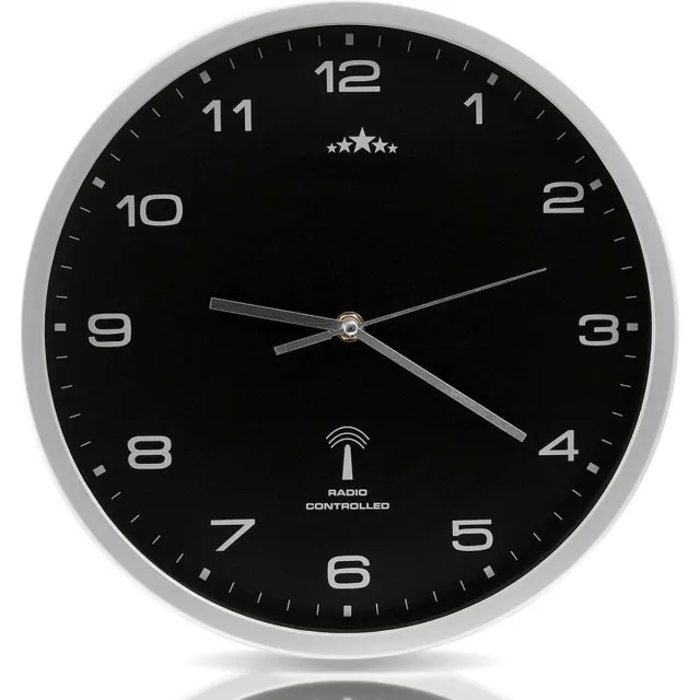 Monzana Wandklok – Automatisch Analoog Radiogestuurd Ø31cm - Zwart