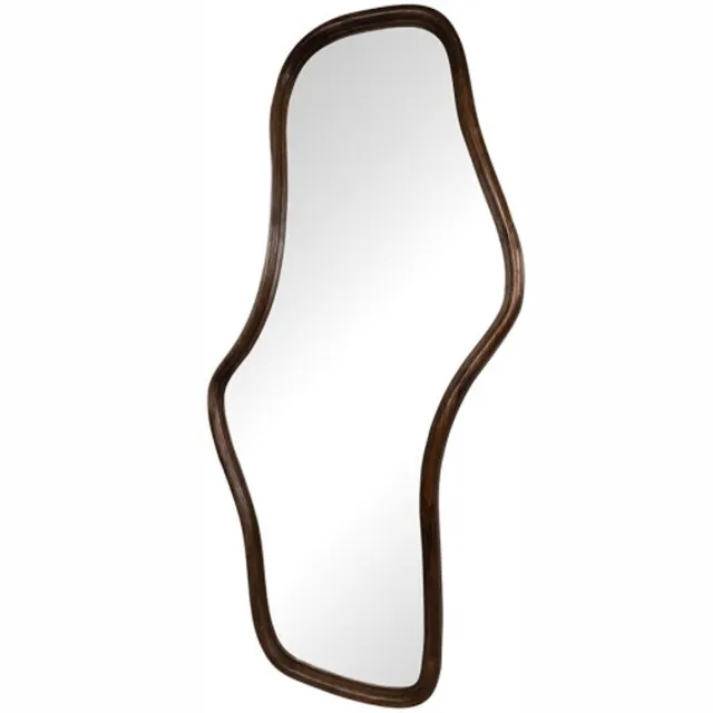 MySons Spiegel Wavy mangohouten lijst 160x80 cm - Walnoot