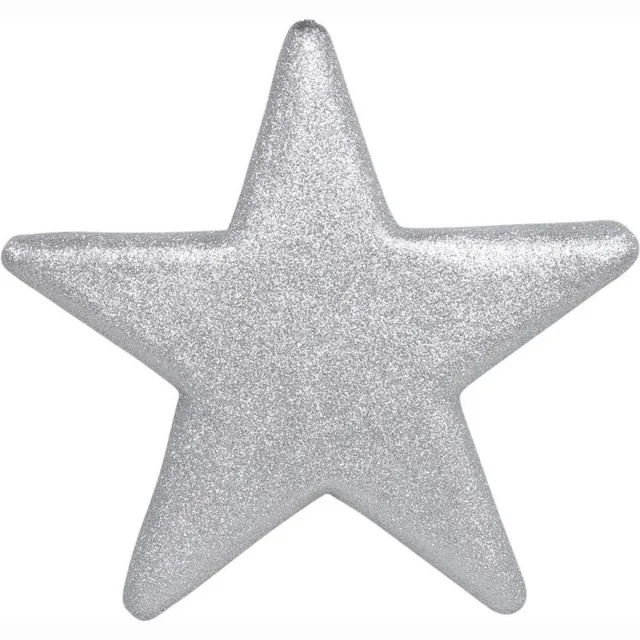 Othmar Decorations Decoratie ster - zilver - 25 cm - kunststof - glitter - hangdecoratie - kerstversiering