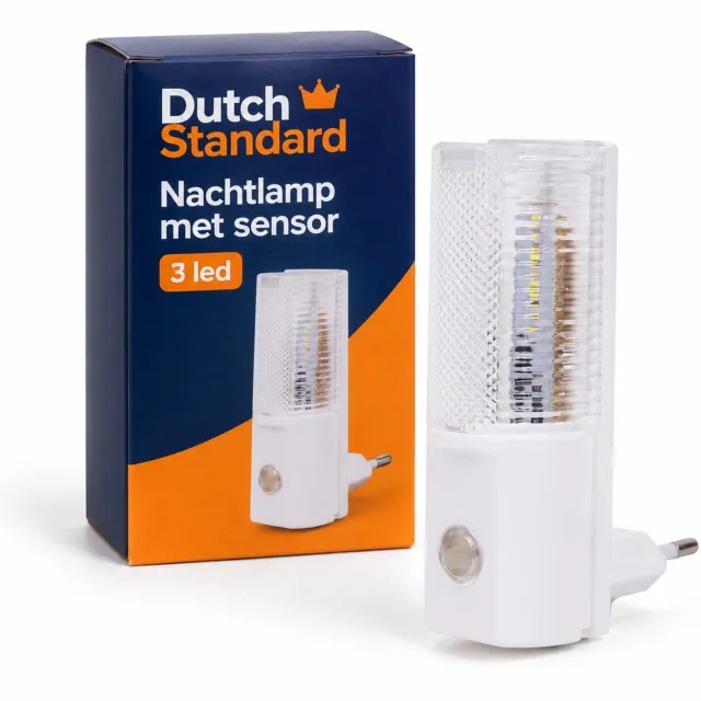 Dutch Standard nachtlamp met dag-/nachtsensor - 3 led - stopcontact - 0,6 W - wit