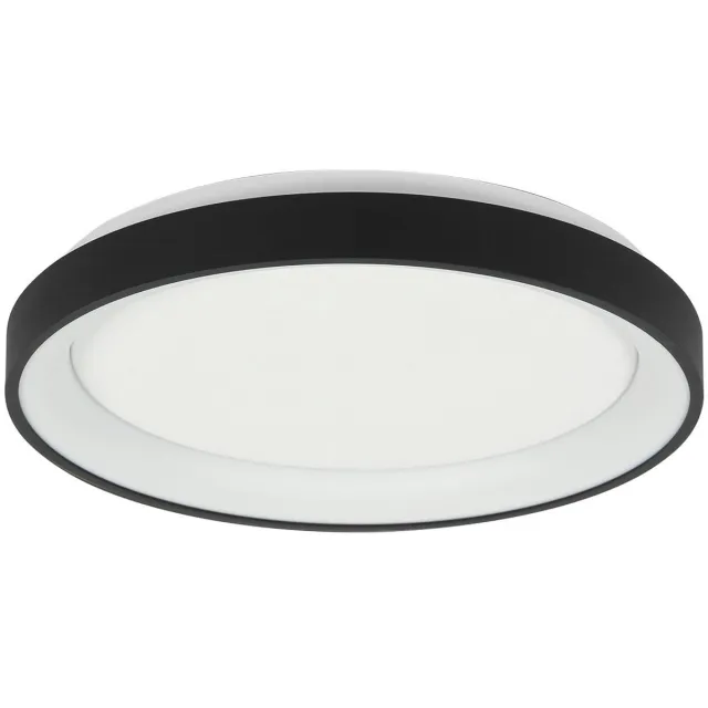 Steinhauer Plafondlamp Ringlede 3691ZW Zwart - Dimbare, trendy kunststof en metaal, geschikt voor binnen, slank profiel van 6 cm - Steinhauer Wit / Zwart