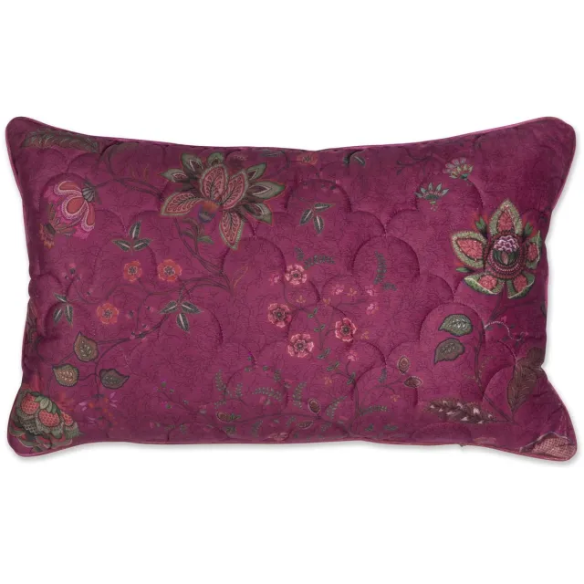 Pip Studio Mumbai Morning Velvet Quilted Cushion Sierkussen - 45 x 70 cm cm - Donker roze