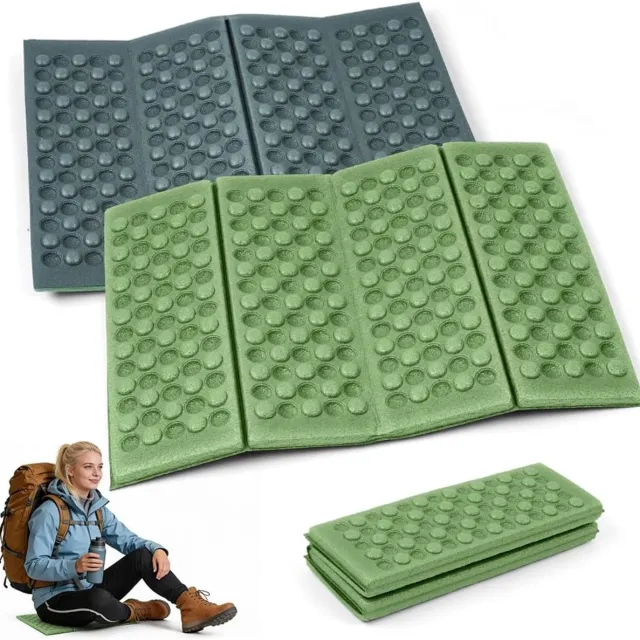 Bobypet Draagbare ultralichte mini-opvouwbare mat, waterdicht, ultralichte schuimrubberen zitkussens, opvouwbaar lichtgewicht knie- en zitkussen, dubbelzijdig zitkussen voor kamperen, picknicken, wandelen en trektochten Legergroen en zwart