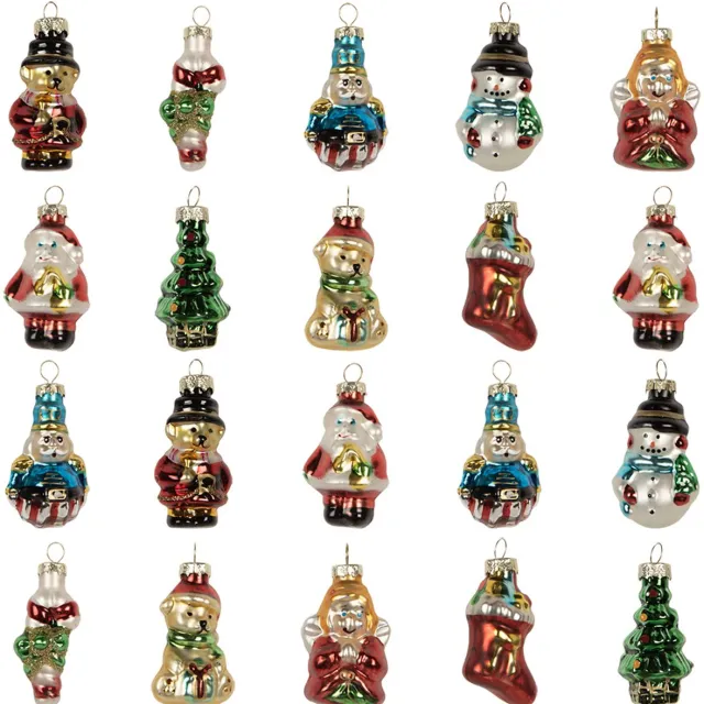 Clayre & Eef Kersthanger Set van 20 set 20 Multi Glas Meerkleurig