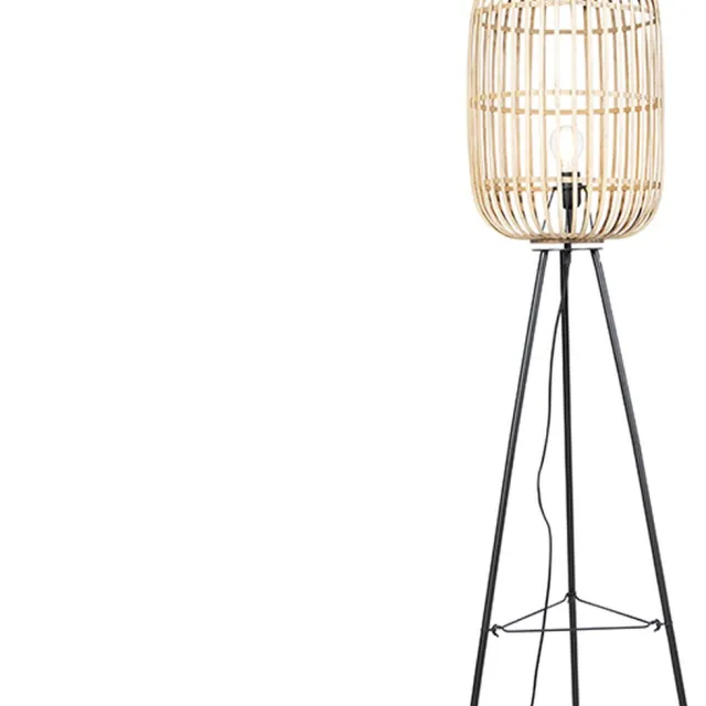 QAZQA manila - Landelijke LED Smart Vloerlamp | Staande Lamp incl. wifi - 1 lichts - H 139 cm - Beige - Woonkamer | Slaapkamer | Keuken Beige Smart LED