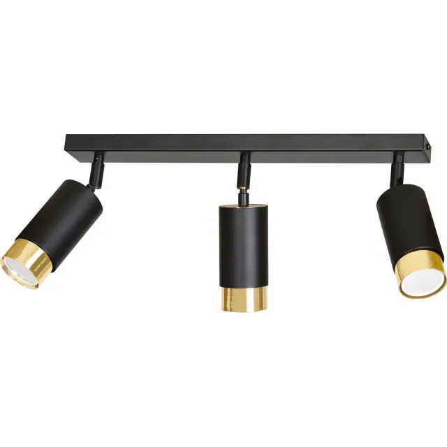 Emibig Boras 3L zwart met goud afwerking plafondspot richtbaar GU10 - Perfecte verlichting voor elke ruimte Zwartachtig, Goud