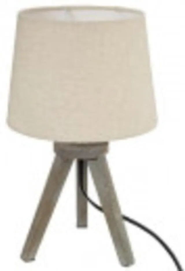 Atmosphera Créateur d'intérieur® Atmosphera - Tafellamp - Nachtlamp - Mini Tafellamp met Houten Poten - Design Bedlamp - Sfeerverlichting Binnen - Kleine Tafellamp Modern - E14 - 25W - Hout - ca. Ø18.5 x 30.5-32 cm - Ivoor