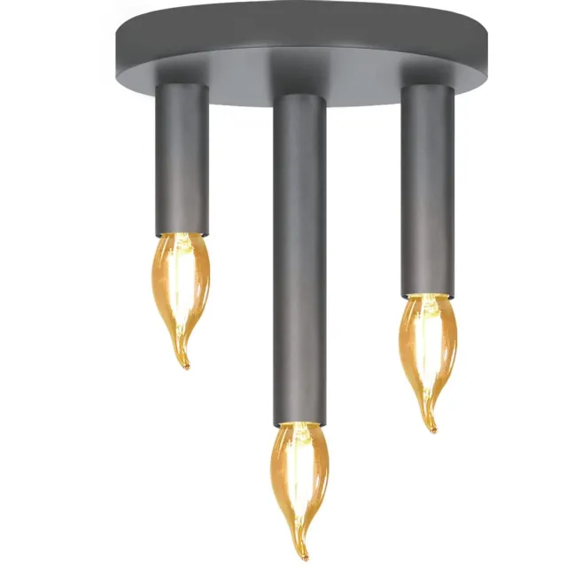 Glitzerlife Plafondlamp Plafondspot - Vintage Industrieel 3 Lichts - 3x E14 Metaal Design - Draaibare Hal Slaapkamer Woonkamer - Grijs Zwart