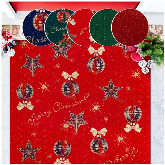 ANRO Merry Christmas Kerstloper Rood 100x350 cm - Glitter - Antislip