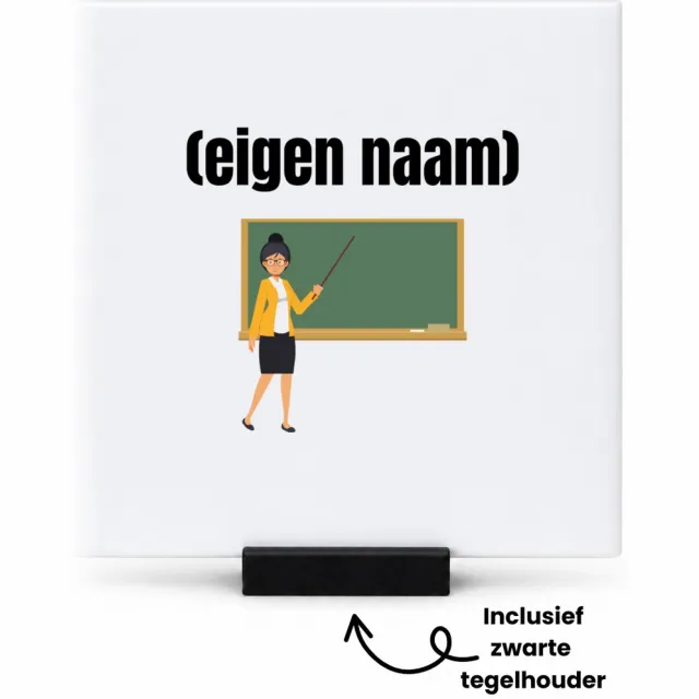 Hacebo docent met krijtbord met eigen naam tegeltje met tegelhouder - Docent - leraren - tegeltjes met tekst - jufvrouw - cadeau - verjaardag - kado - spreuktegels - 10.8x10.8 CM Wit