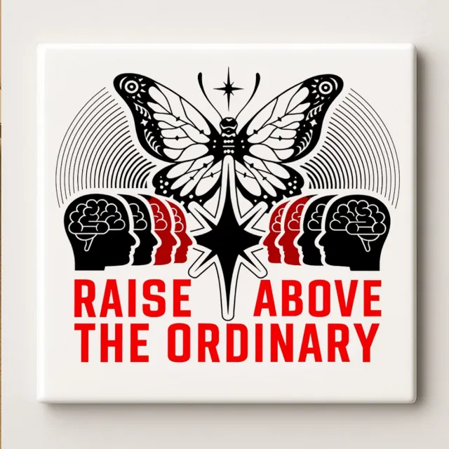 Nevolis Stijg Boven het Gewone Uit Keramische Tegel – 15x15cm Inspirerende Vlinder Wanddecoratie voor Kantoor, Thuis & Motivatie Decoratie Multi Color