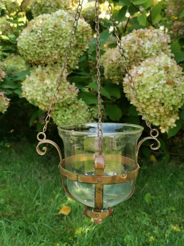 Boutique Trukado Middeleeuws IJzeren Windlicht hangend (medium) - Handgemaakt - (hxbxd) ca. 18cm x 23cm x 23cm roest, vintagelook