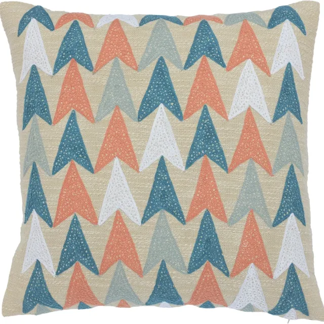 Urbane Hide Kussenhoes | Kussenhoesjes | Sierkussen | 45x45 cm | Retro Pijlpatroon | Katoen, polyester en acryl | Beige | Zonder binnenkussen